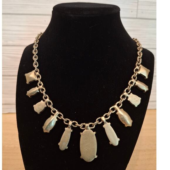 LANE BRYANT Rhinestone Faux Faceted Stones Gold Tone Necklace - Picture 2 of 3